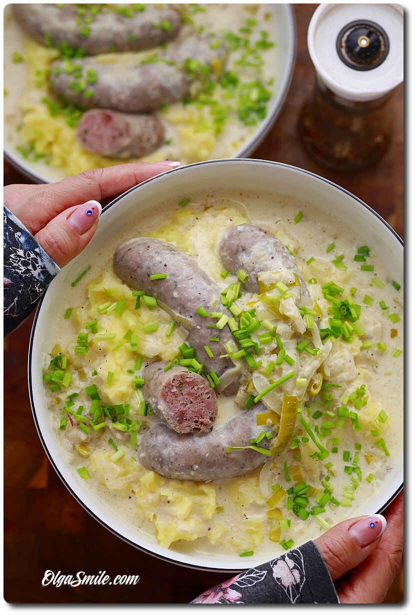 BIAŁA KIEŁBASA W SOSIE MUSZTARDOWYM