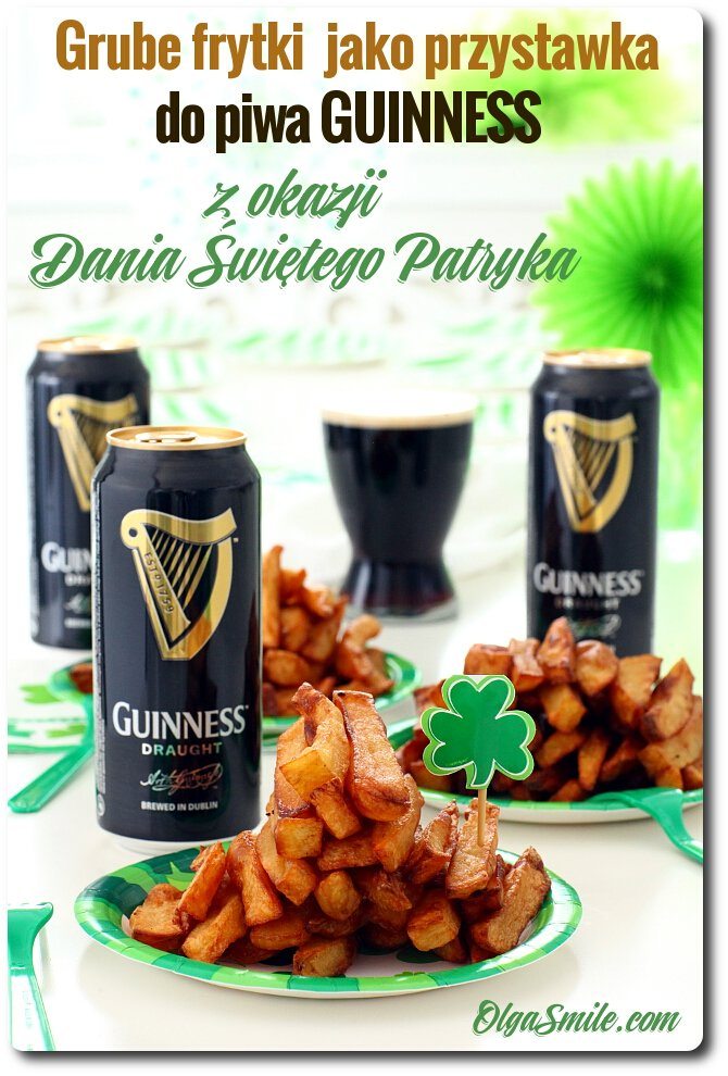 Grube frytki jako przystawka do piwa GUINNESS