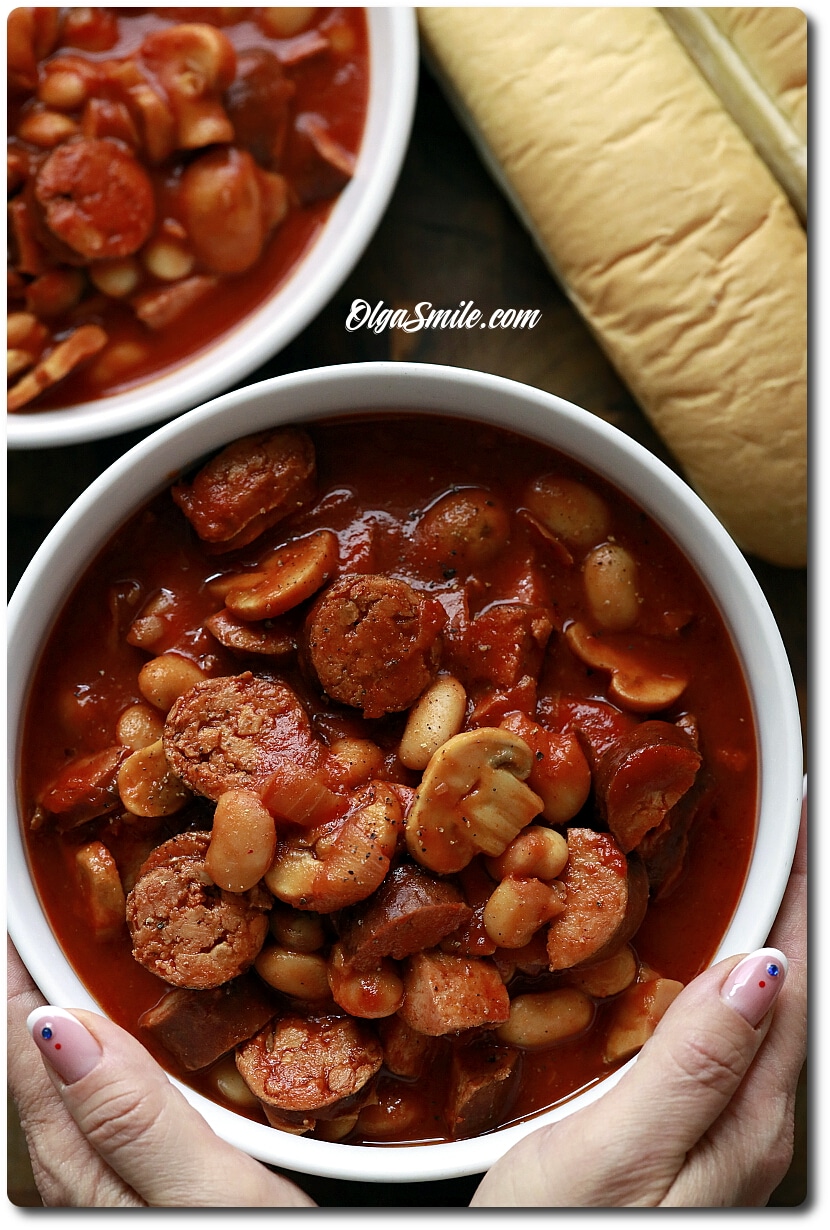 FASOLKA PO BRETOŃSKU Z PIECZARKAMI