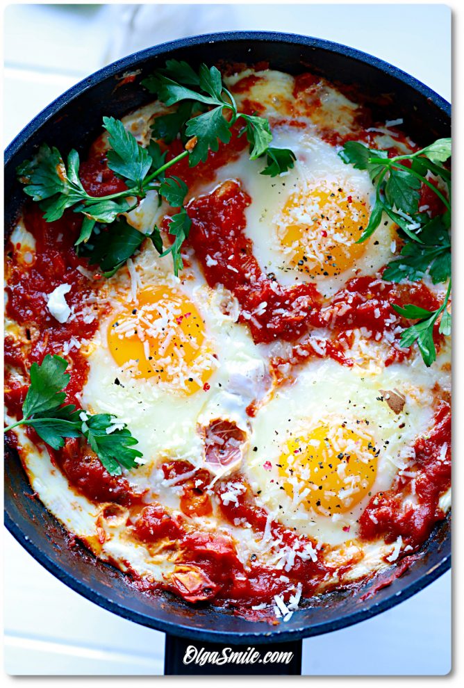 JAJKA Z POMIDORAMI I SEREM przepis Olga Smile