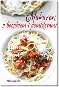 MAKARON Z BOCZKIEM I POMIDORAMI