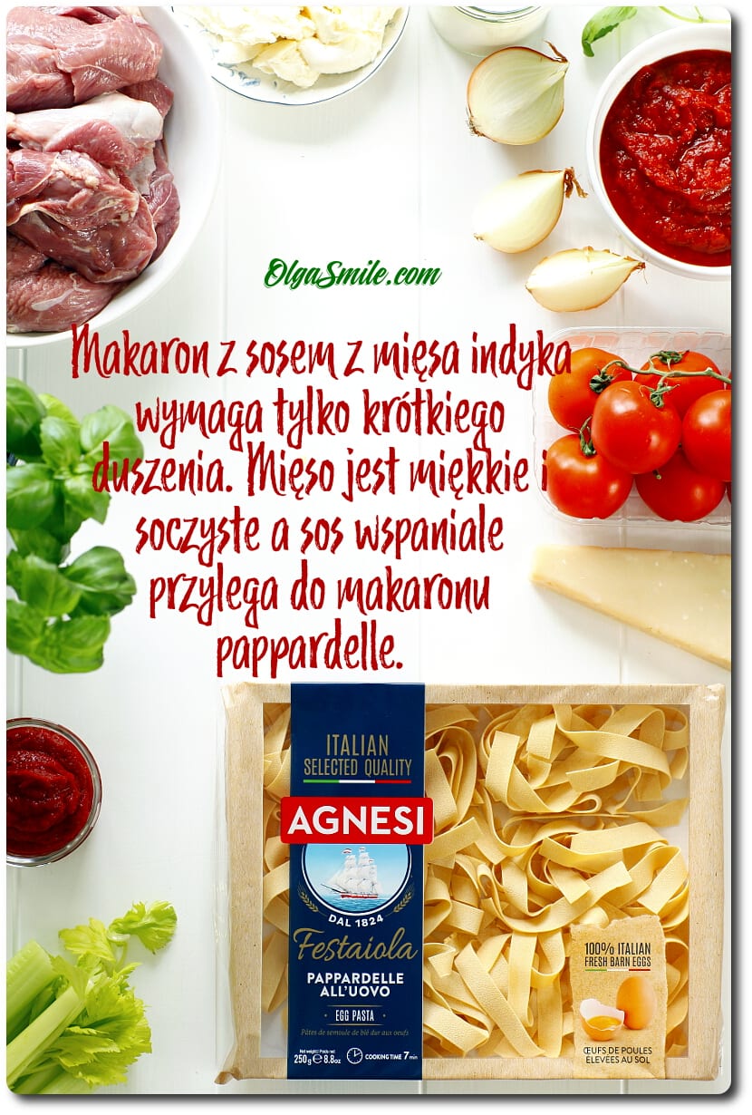 MAKARON PAPPARDELLE Z SOSEM Z INDYKA