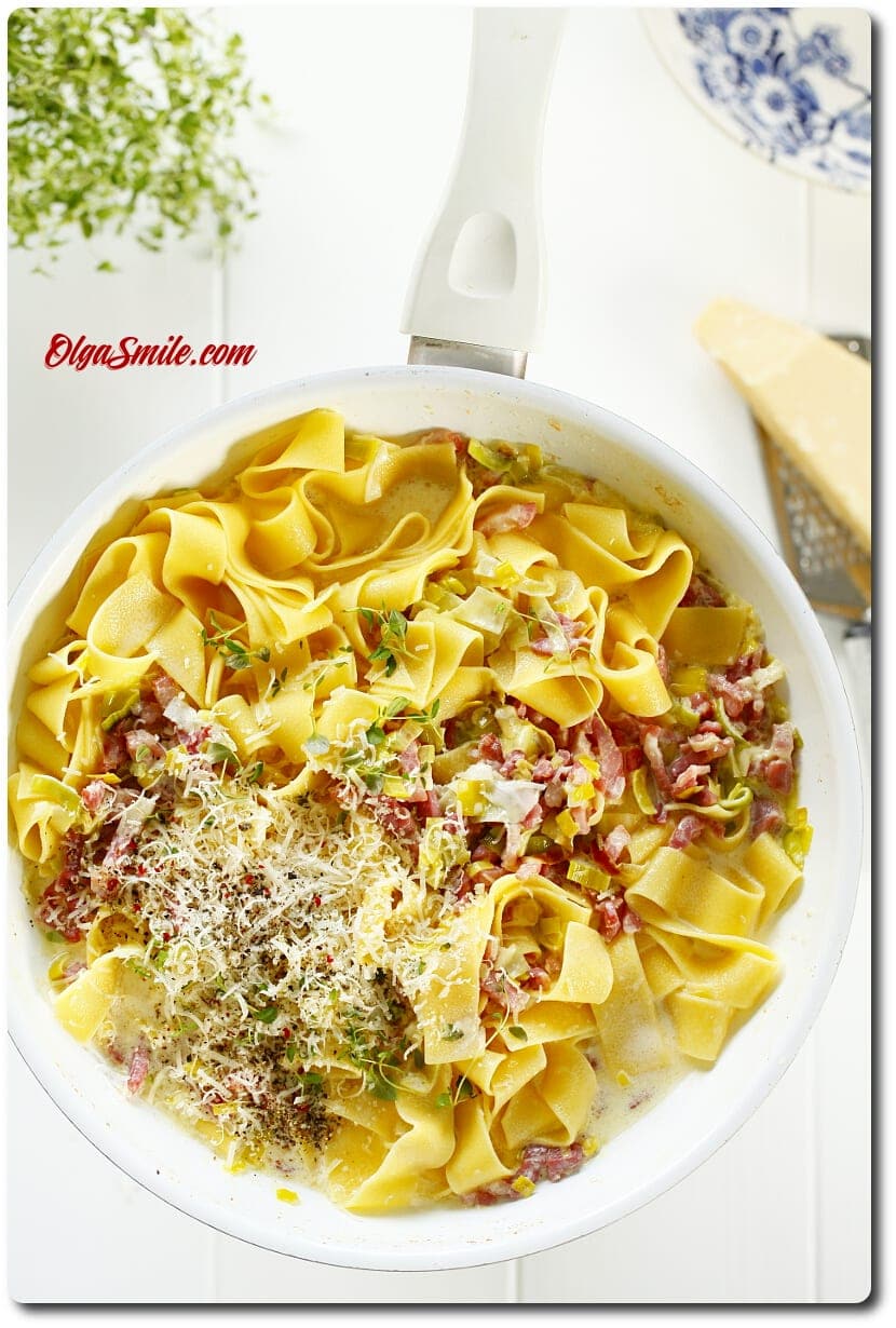 MAKARON PAPPARDELLE Z PANCETTA LUB BOCZKIEM