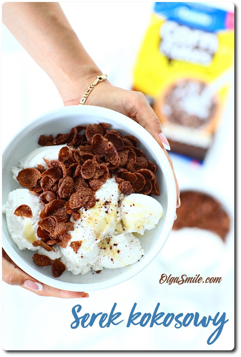Serek kokosowy z płatkami Lubella Corn Flakes Kakao i Miód Serek kokosowy z płatkami Lubella Corn Flakes Kakao i Miód