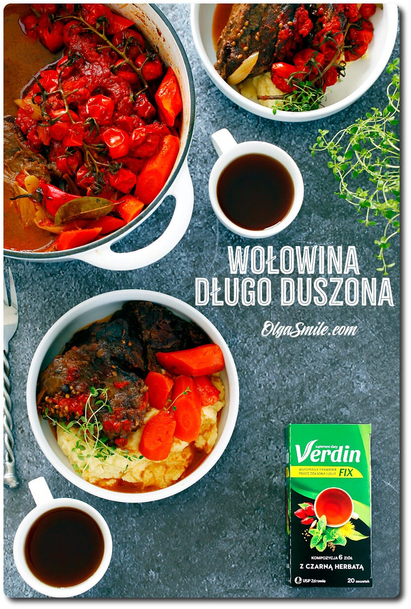 Wołowina duszona podana z herbatką Verdin fix Wołowina duszona podana z herbatką Verdin fix