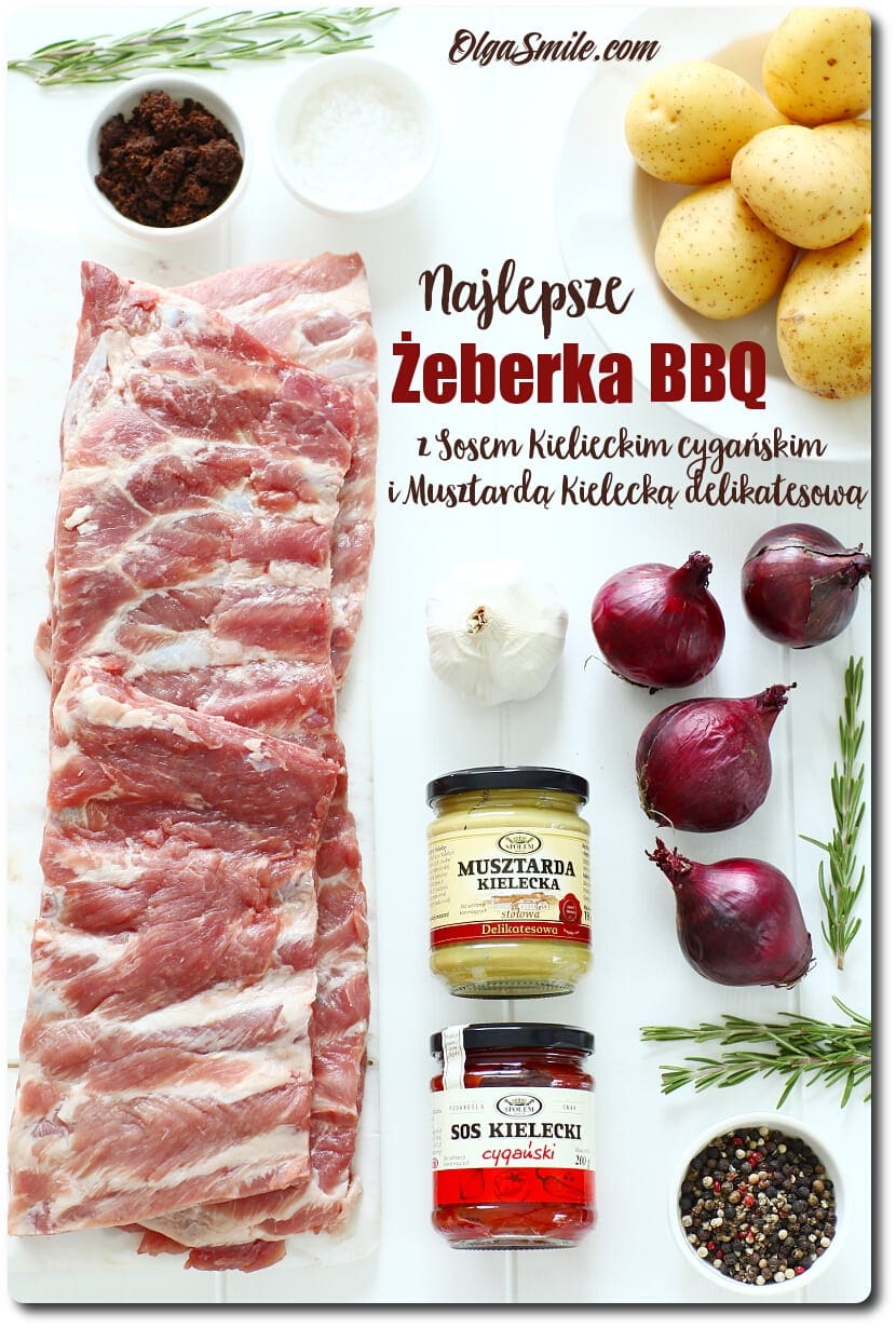 Żeberka BBQ z Sosem Kieleckim cygańskim oraz z Musztardą Kielecką delikatesową Żeberka BBQ z Sosem Kieleckim cygańskim oraz z Musztardą Kielecką delikatesową
