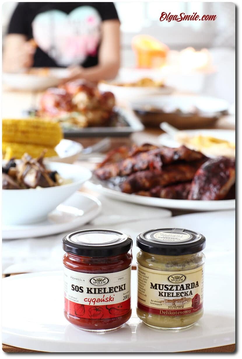 Żeberka BBQ z Sosem Kieleckim cygańskim oraz z Musztardą Kielecką delikatesową
