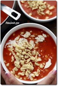 ZUPA POMIDOROWA Z LANYMI KLUSKAMI